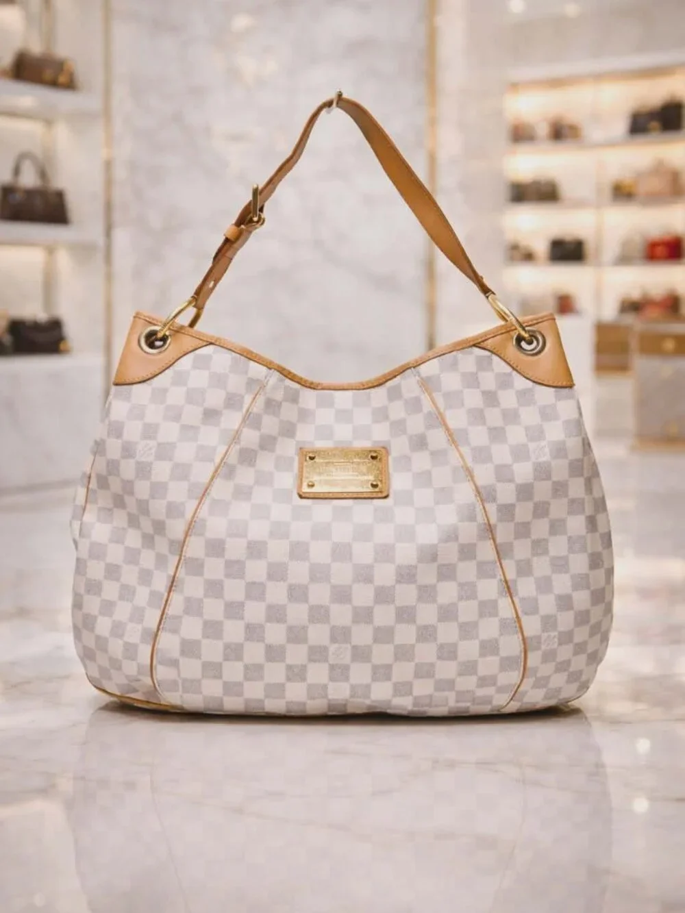 Authentic Louis Vuitton Galliera GM Damier Azur Hobo Shoulder Bag Large LV Tote - Picture 1 of 16